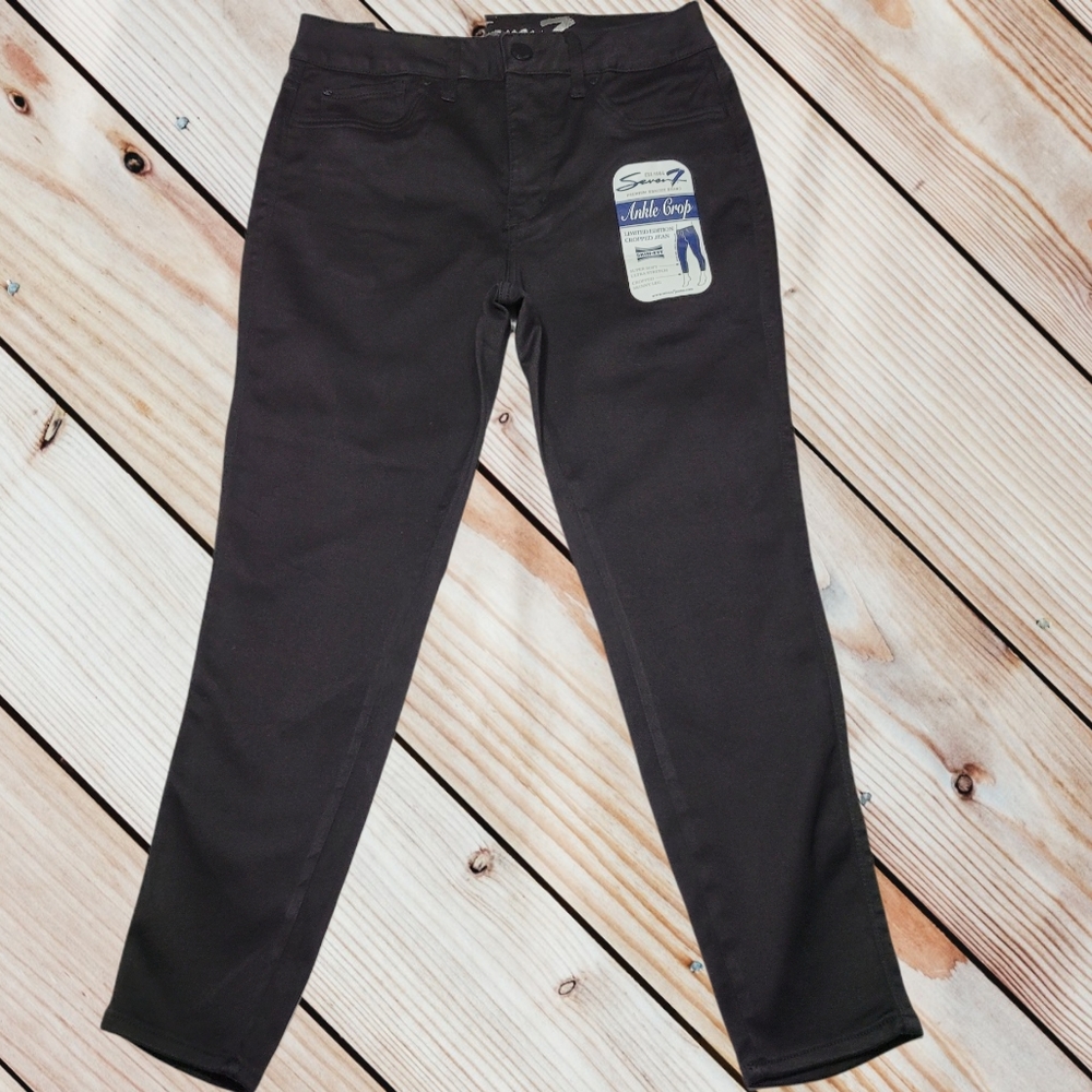 Women's Seven7 Black Ankle Cropped Jeans Sz 10 NWT